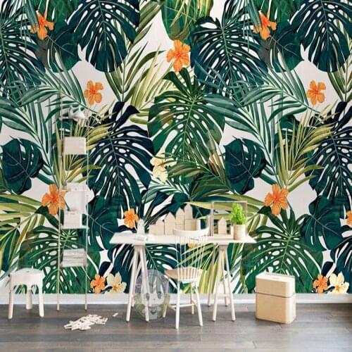 Custom 3D Wallpaper Modern Tropical Plant Leaves Photo Wall Murals Living Room Dining Room Background Wall Painting Papel Murals