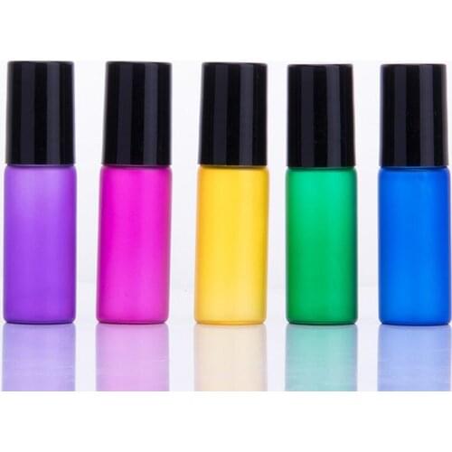 5ml Roll on Frosting Glass Bottle with Glass Metal Roller Ball Refillable Roller Glass Vials for Perfume Essential Oils bottle