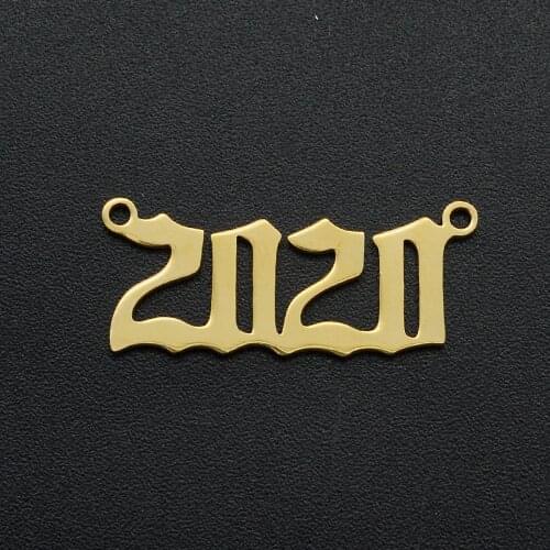 5pcs/lot 2010-2020 Stainless Steel Birth Year Number Charm Connector Wholesale DIY Jewelry Pendant for Necklace Making Charms