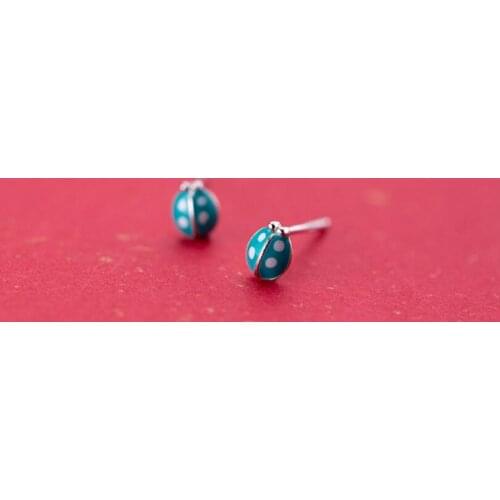 925 Sterling Silver Lovely Tiny Insect Ladybug Post Stud Earrings Jewelry A1195