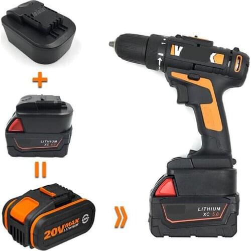 MWB18OWL Adapter Converter Can use Milwaukee 18V Li-ion Battery M18 on Worx Orange Small Foot Electric Power Tools WA3551 WA3550