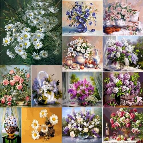 5D DIY Floral Diamond Painting Daisy Oil Painting Brand New Rhinestone Inlaid Cross Stitch Landscape Crafts Home Decoration