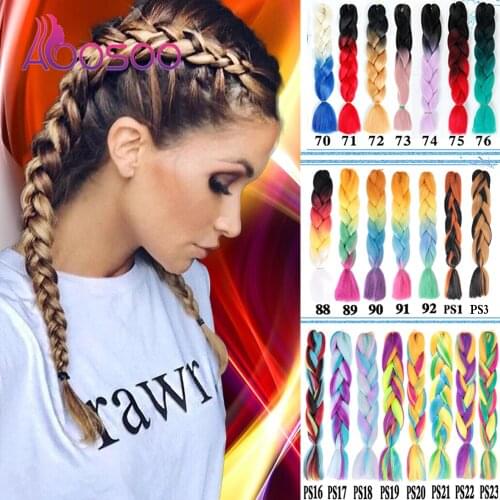 AOOSOO 24 inches long 100g super large braided hair pre-stretched wholesale synthetic crochet hair extension box braids