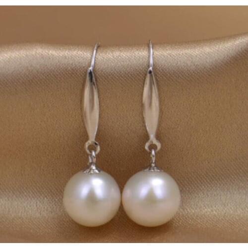 Free shipiing NEW HOT AAAA 9-10MM natural Akoya white pearl earring White 925silver