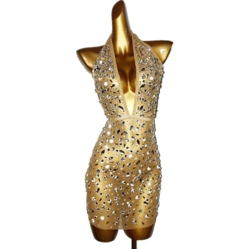 Sparkly Silver Crystals Transparent Sexy Dress Birthday Celebrate Bling Rhinestones Shining Outfit Dancer Evening Clothes