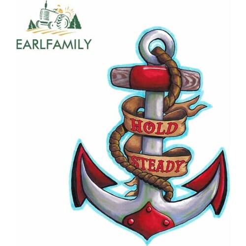 EARLFAMILY 13cm x 9.6cm for Anchor Hold Steady Trunk Car Stickers Refrigerator Laptop Cartoon Decal Trunk Motorcycle Decoration