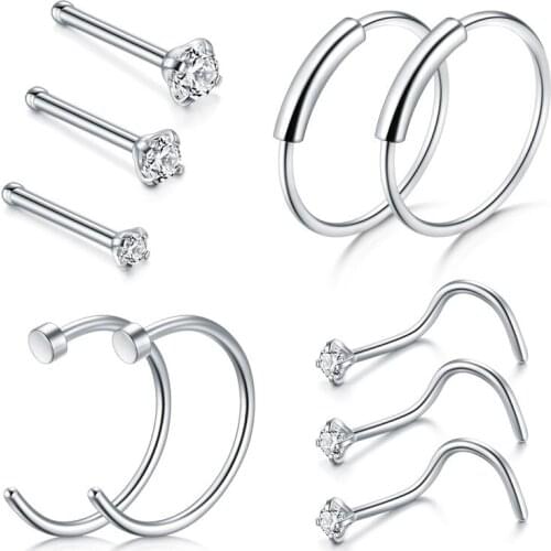 Nose Ring Hoop, 22G 8mm Nose Rings Studs Piercings Hoop Jewelry Stainless Steel 1.5mm 2mm 2.5mm