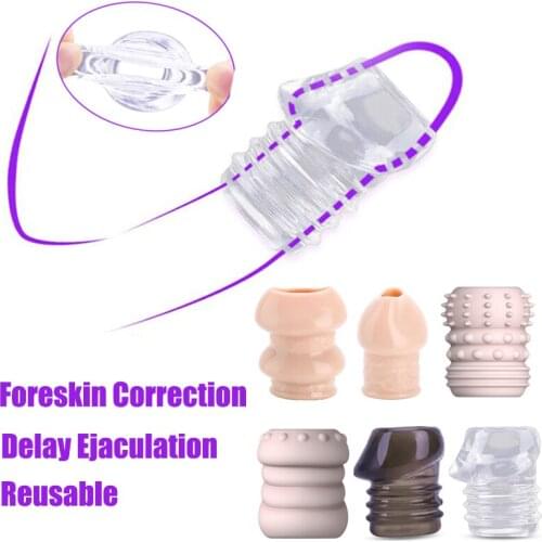Reusable Foreskin Correction Cock Rings Penis Sleeve Penis Erection Sex Toys For Male Masturbation Delay Ejaculation Penis Rings