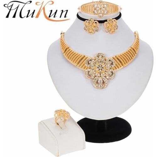 Wholesale bridal jewelry sets African Costume Zinc Alloy Jewelry Set Nigerian Wedding African big jewelry set Dubai Gold Jewelry