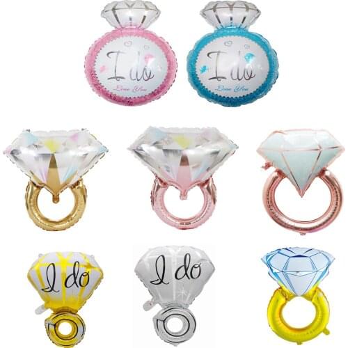 Colorful Diamond Ring Aluminum Film Balloon Valentines Day Marriage Engagement Proposal Venue Decoration Supplies