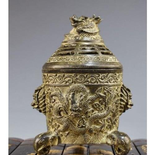 Antique QingDynasty copper dragon censer, hand ,Carved pot, Home Decoration,best collection & adornment