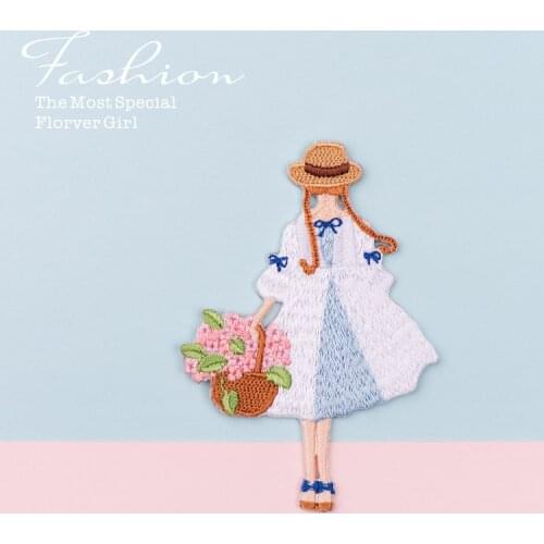 Fashion Wild Down Jacket Patch Fresh Flower Season Girl Pattern Embroidery Hot Cloth Stickers Clothes Home Decoration