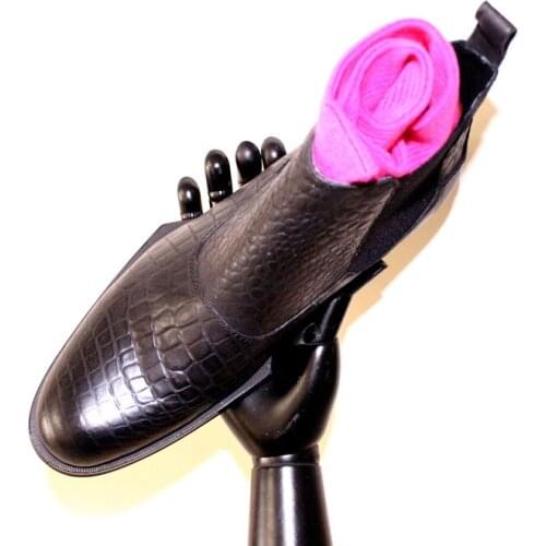 High top Men Boots Crocodile Leather Handmade Cow Chelsea Boot Size euro 45