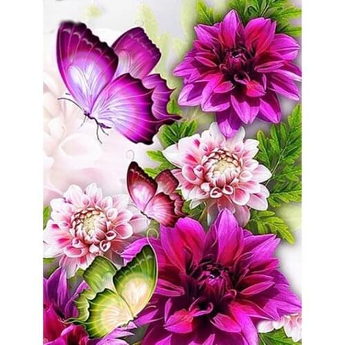 Flower Butterfly DIY 11CT Embroidery Cross Stitch Kits Needlework Craft Set Cotton Thread Printed Canvas Home Decoration New
