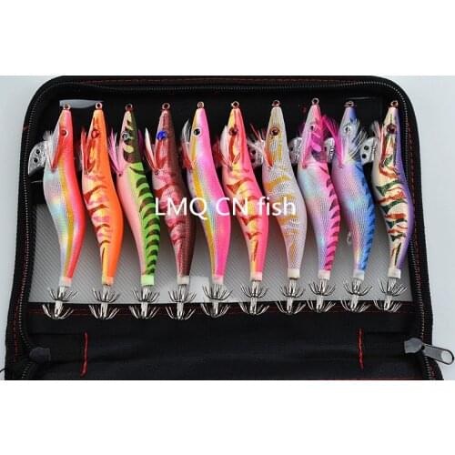 Fishing Lure Set 13.5CM 20G Squid Jigs 3.5# Hook Wooden Shrimp Fishing Lures Artificial Lures Wood Shrimp Squid Fishing Bait