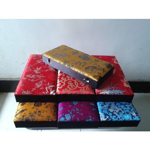 NEW Chinese Handmade Silk Gorgeous Rectangle Jewelry Box 32 Cute Square Compartment