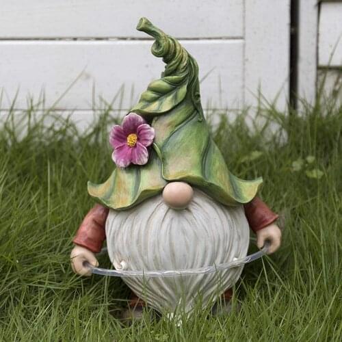New Garden Gnome Statue Resin Gnome Figurine with Solar LED Lights Outdoor Winter Decorations for Patio Yard Lawn Porch SMR88