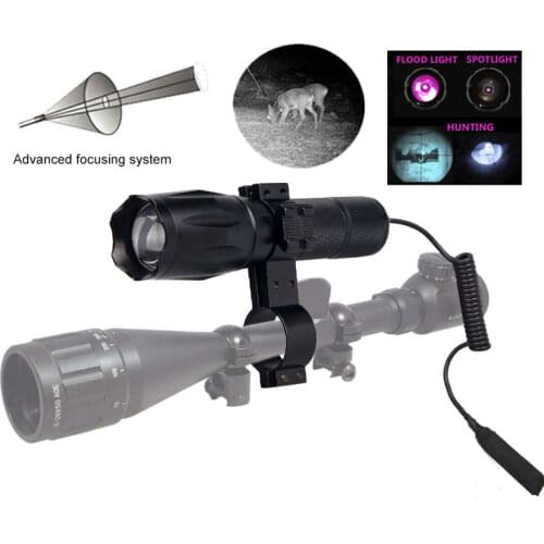 940nm IR Hunting Light Zoom Tactical Lamp Infrared Night Vision Flashlight +Rifle Scope Mount+Remote Pressure Switch No Battery
