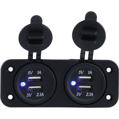 Outlet Dual USB Port Rear Two Hole Panel for Car Truck Marine Boat