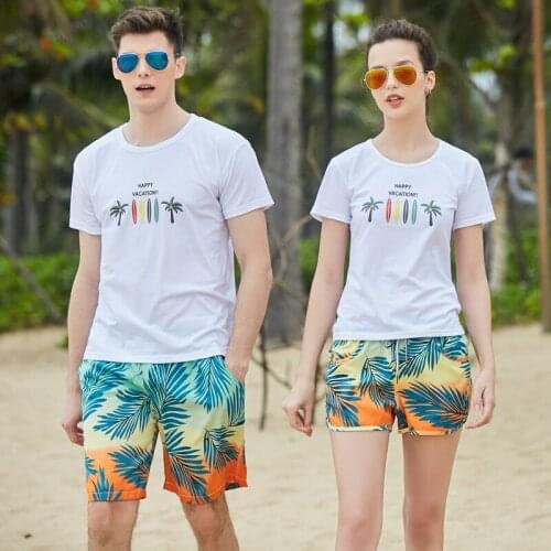 Couple Beach Trunks Man Women Loose Version Beach Water Park Swimming Trunks Seaside Surfing Quick-drying Five-point Shorts