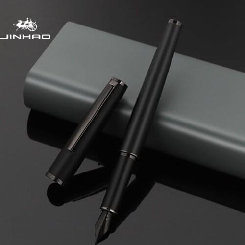 JinHao 95 Fountain Pen Metal Classic Matte Black Nib Stationery Office Supplies Ink Pens New
