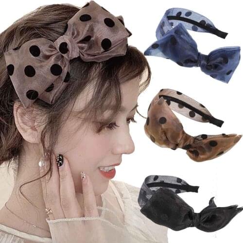 Bow knotted Hair Band Polka Dot Headbands For Hair Women Elegant Bezel Hair Hoop Korea Wide Headband Fashion Hair Accessories