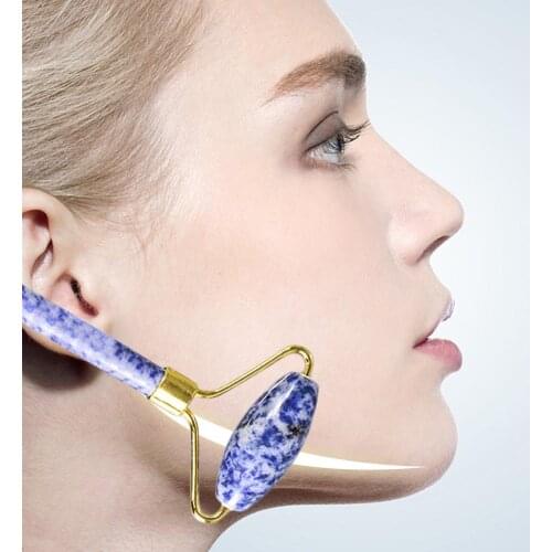 Double Heads Natural Jade Stone Face Relaxation Slimming Beauty Neck Thin Lift Facial Massage Roller Guasha Board Heart-shaped