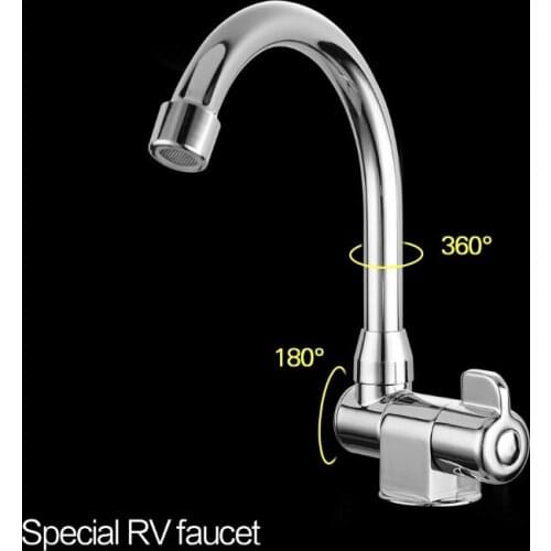 RV Folding faucet 360 Degrees Rotation Single Cold Faucet Boat Caravan Kitchen Faucet Deck Mounted Tap Bathroom Basin Faucets
