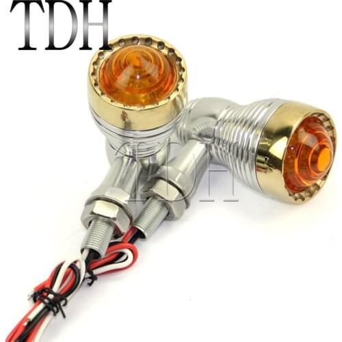 Silver&Brass Alloy Motorcycle Turn Signal Amber Indicators Light Motorbike Flashers for Harley Triumph Bobber Chopper Honda