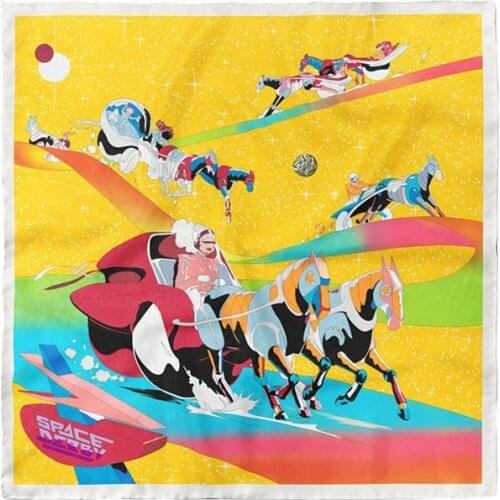 Aestheticism Womens Silk Scarf Sea and Sky Printing Fashion Decorate Female Sex Neck protection Soft Small Square Scarf 53*53cm