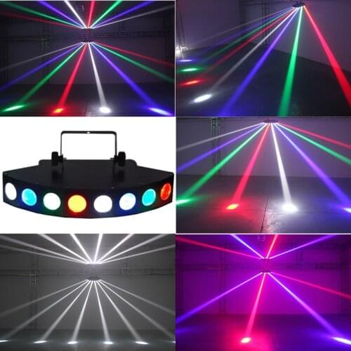 Colorful LED Eight Lens Fan Beam Light Bright DMX512 Eight Eyes Scanner Stage Effect Light for DJ Disco KTV Bar Concert Party