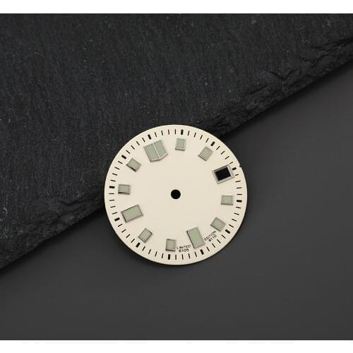 Mod Watch Parts 28.5mm C3 Luminous Black Watch Dial Fit For Seiko 6105 NH35A Automatic Movement Watch