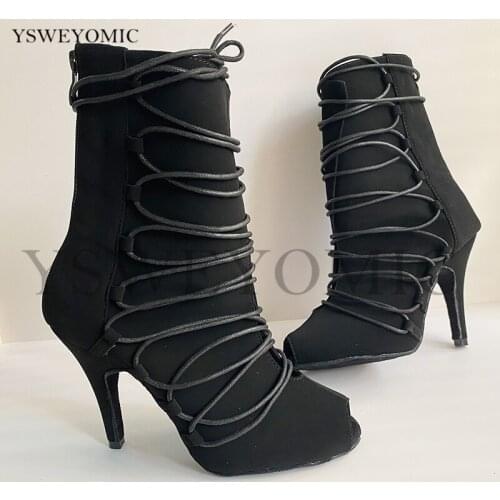 Dance Boots Women 2021 Black High Heel 10cm Women High Heels Salsa Tango Dancing Shoes Girls Soft Bottom Party Sandals