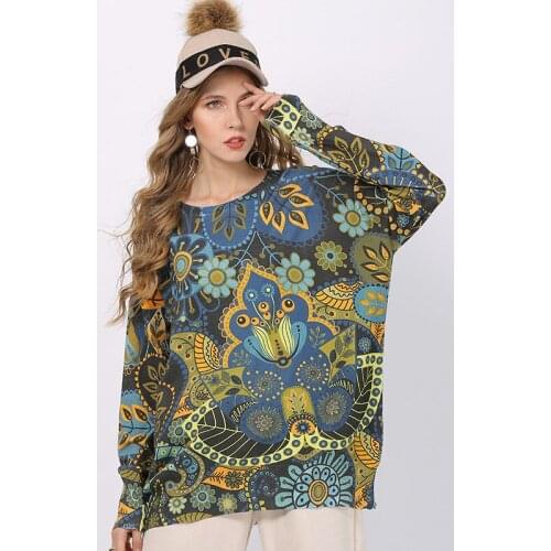 Women Vintage Sweaters Print Knit Pullovers Oversized Sweater Women Winter Clothes Sweater Dress Pull Femme Jerseys Ropa Mujer