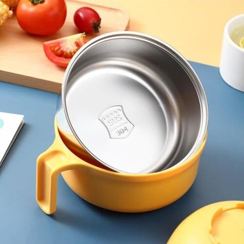 1Pcs 304 Stainless Steel Instant Noodle Bowl For Student Household Bowl Dormitory Creative Tableware Large Ramen Rice Bowl