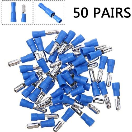 100pcs/set Electrical Crimp Terminal Connector Male Blue Female Bullet Insulated Wire Crimp Terminals Connectors