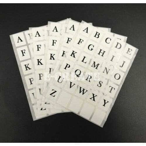 130 Alphabet Label Stickers A To Z Waterproof Black Letters White 0.62" x 0.51"