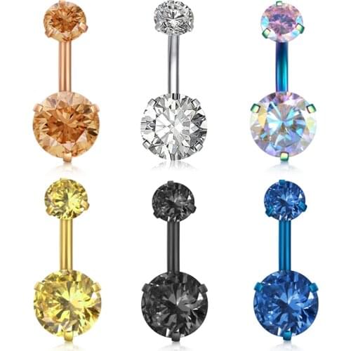 14G Stainless Steel Belly Button Rings for Women Girls Navel Rings CZ Body Piercing