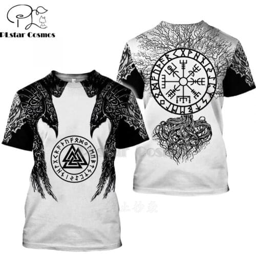 2020 New Fashion Men hoodies 3D Printed Viking Tattoo t shirt tees shorts sleeve Apparel Unisex Norse cosplay streetwear-7