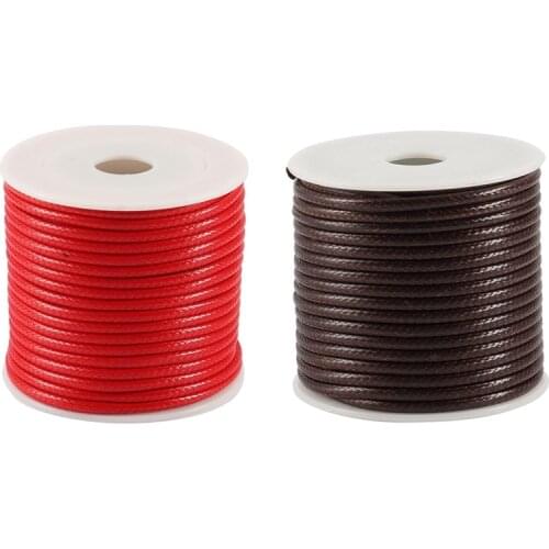 4PCS 12 Meters/Roll 2.5Mm Round Waxed Thread Necklace Rope Leather Cord Thread For Jewelry Accessories, Red & Coffee