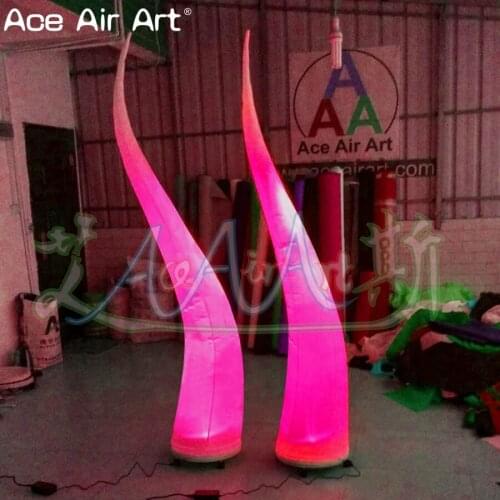 4 pcs Newly led decor spiral pillars inflatable ox horn curve cone decoration with colourful LED ON Discount