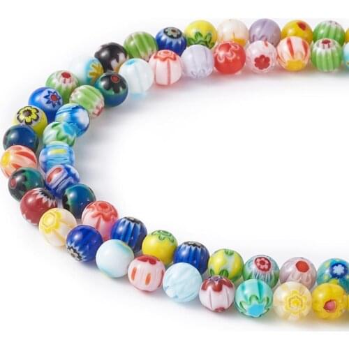 6mm Handmade Millefiori Glass Lampwork Flower heart ShapeBead Strands for DIY Jewelry Making Necklace Bracelet Jewelry Beads