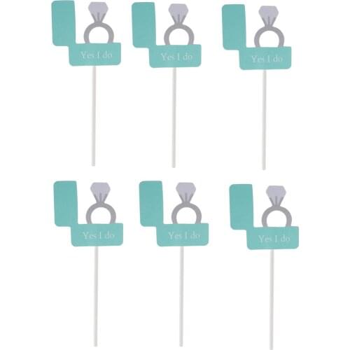 6 Pieces Yes I Do Diamond Style Cake Topper Wedding Party Cake Decor