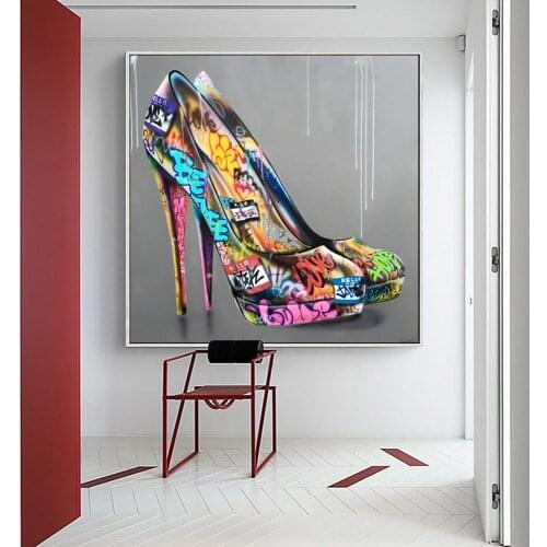 Abstract Graffiti Woman High Heels Posters and Prints on the Wall Canvas Art Modern Graffiti Art Picture for Living Room Decor