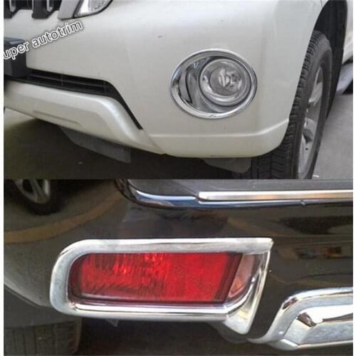 Lapetus Accessories Exterior Front Fog + Rear Tail Lights Lamps Cover Trim Fit For Toyota Land Cruiser Prado FJ150 2014 - 2017