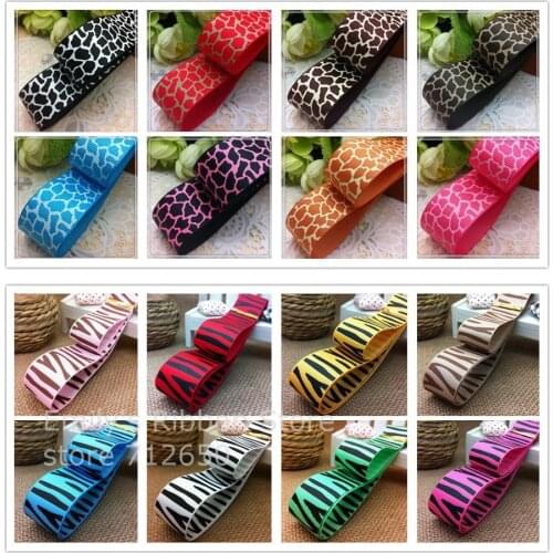 Free shipping 1'' (25mm) Leopard Zebra animal pattern printed ribbon Polyester Grosgrain Ribbon DIY hairbow clothing accessories
