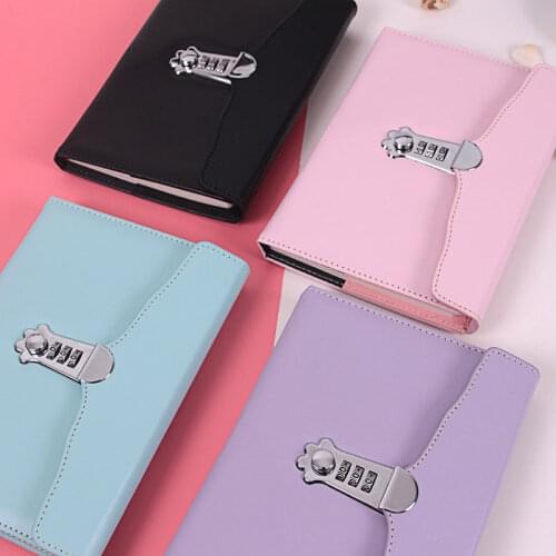 A5 Password Notebook Lock Notebooks PU Leather Lock Diary Traveler Notepad Agenda Journal Planner School Stationery Gifts