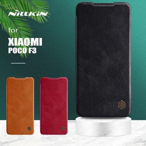 For Xiaomi Poco F3 Case Nillkin Qin Luxury Ultra-Thin Flip Leather Case Slim Card Slot Cover for Xiaomi Redmi K40 Pro Plus Case