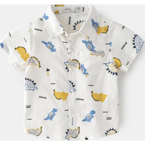 Baby Summer Clothes Boys Shirts Cartoon Print Cotton Cute Childrens Clothing 1 2 3 4 5 6 Short sleeve Kids Clothes Tops Shirt