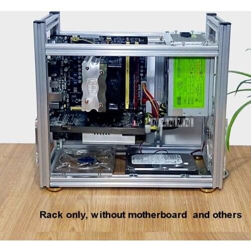 DIY Aluminum Computer Case Desktop PC Computer Chassis Rack for ATX Mainboard Motherboard With USB Audio interface Switch Module